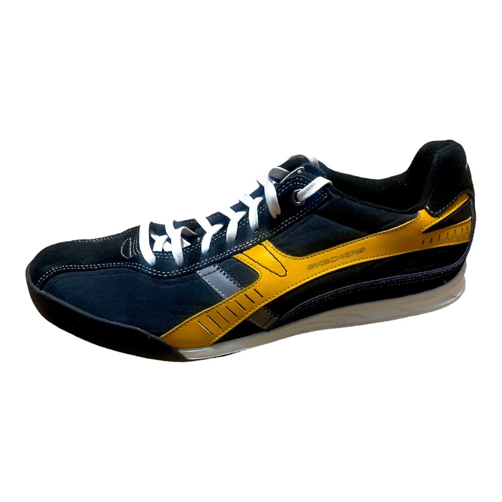 SKECHERS Ascoli-Allied Black/Gold Lace Up Sneakers